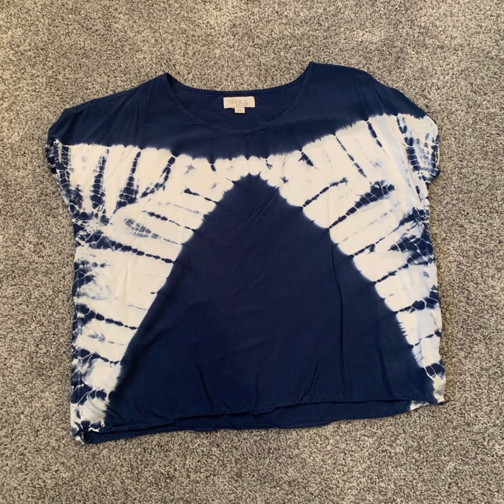 Navy Blue and White Tie die breezy oversized top